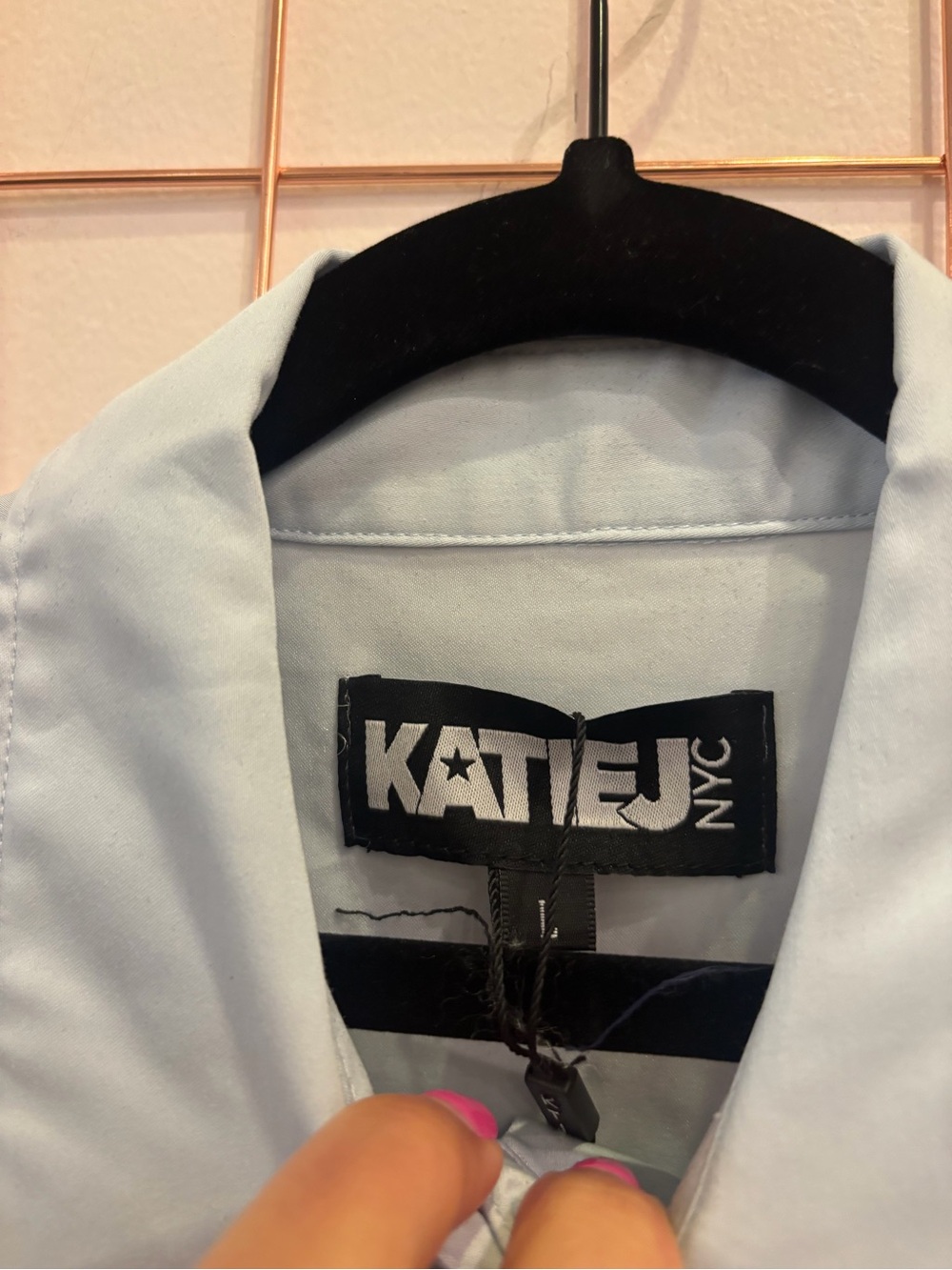 Katie J NYC Pale Blue Button-Down Shirt - Picture 2 of 3